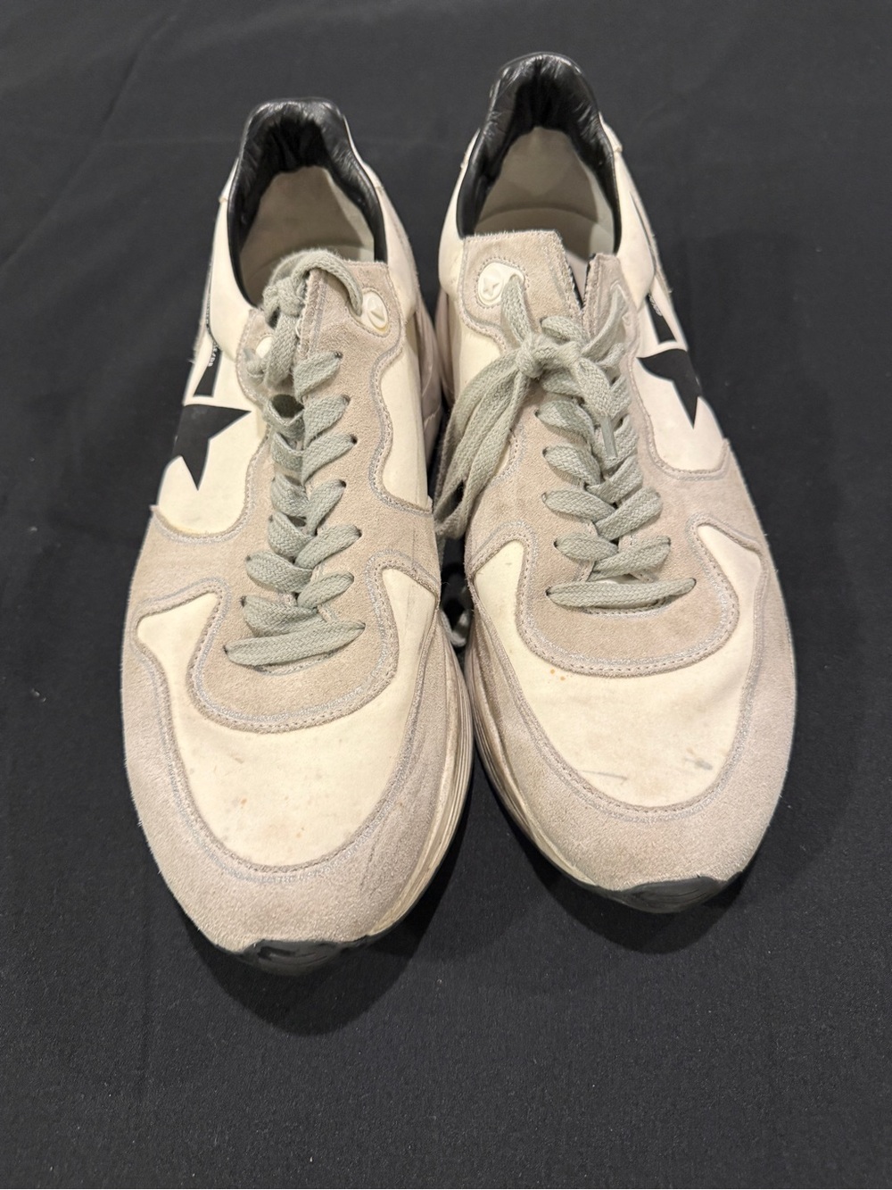 Golden Goose Men's Light Beige Suede & Leather Sneakers with Black Star